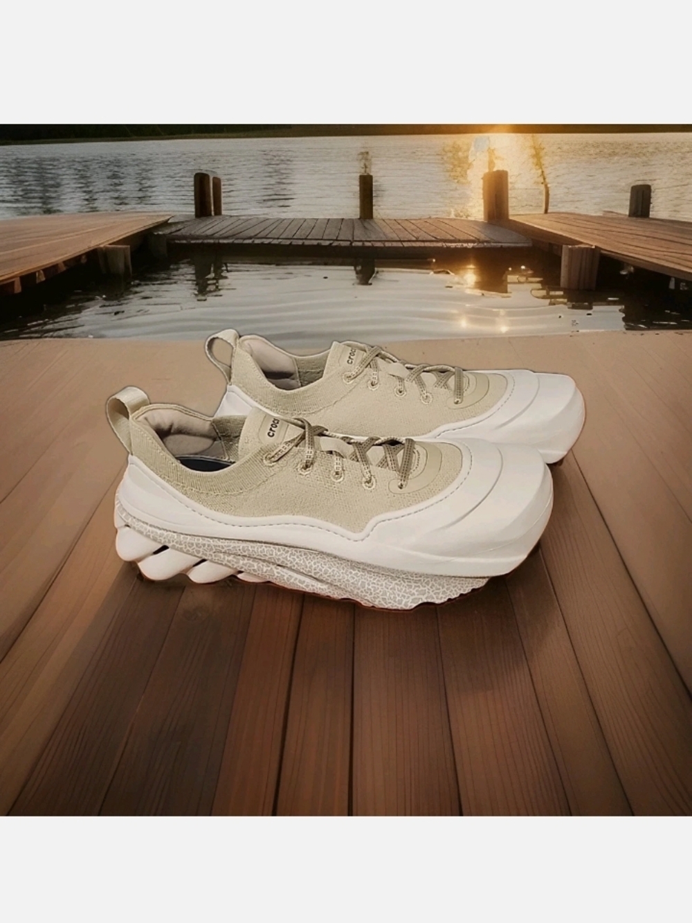 New Crocs Echo Surge Crackle Bark Beige Knit Sneaker Athletic 211560-0IP Mens 10